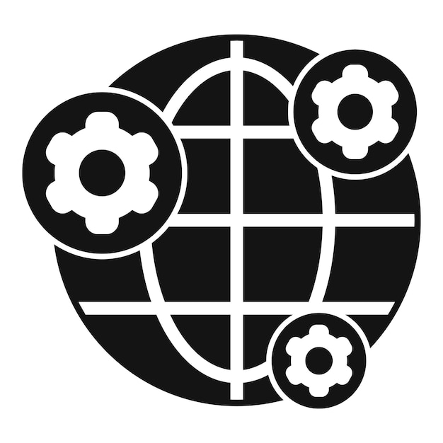 Optimización del desarrollo empresarial global con símbolos de engranajes que representan la colaboración internacional