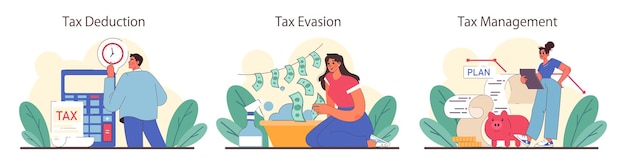 Vector optimización fiscal conjunto eficiencia financiera presupuestación y economía idea de deducción y reembolso de impuestos plano