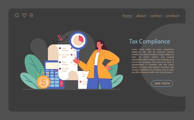 Optimización de impuestos banner web o página de aterrizaje modo oscuro o nocturno presupuestación de eficiencia financiera y