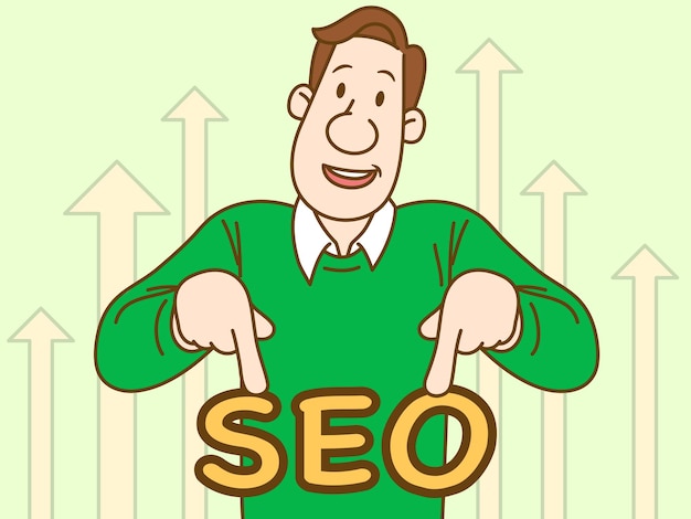 Optimización de motores de búsqueda SEO de un sitio web que aparece en la página de resultados de búsqueda conceptos SEO lette