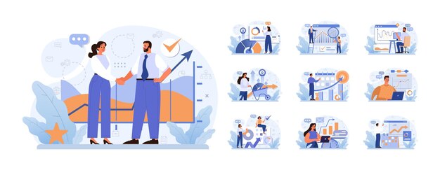 Optimización de procesos de negocio conjunto de empleados productivos análisis de datos de marketing y gestión