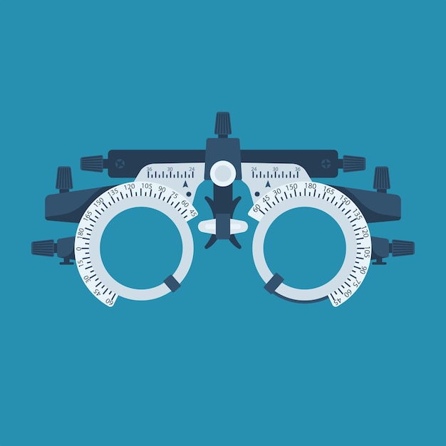 Vector optometrista icono plano marco de prueba ocular prueba de visión