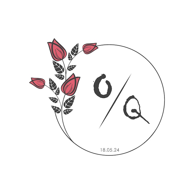 OQ monograma inicial algunas rosas Círculo de boda con diseño creativo