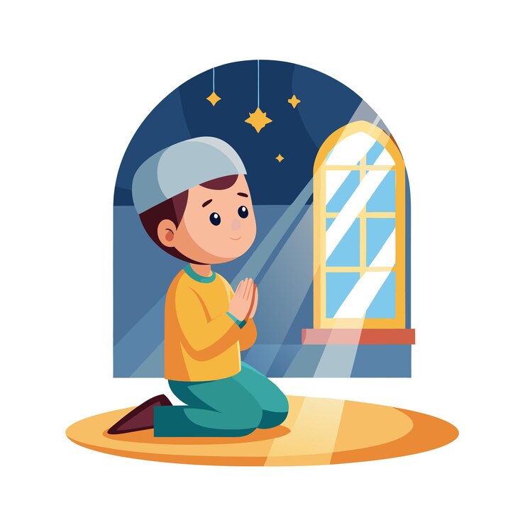 Oración musulmana Ilustración vectorial islámica