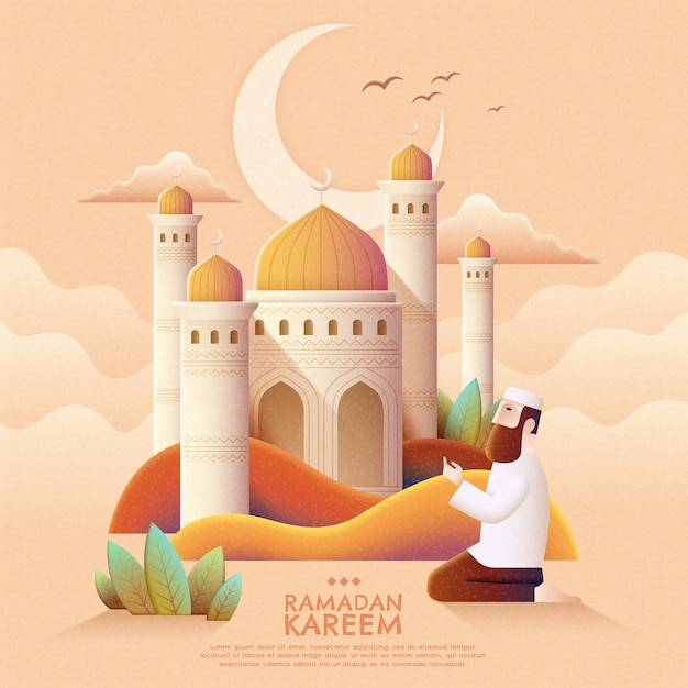 Vector la oración de ramadán kareem