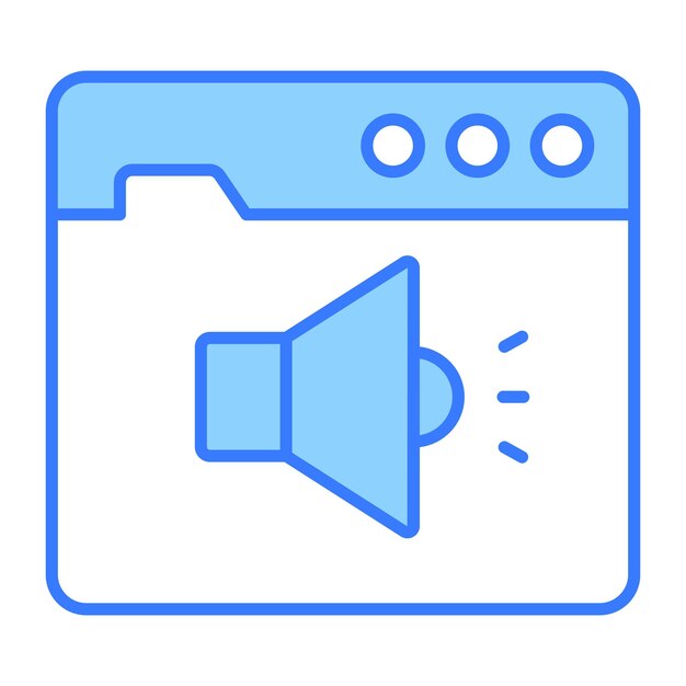 Orador dentro de la página web que muestra el concepto Icono de marketing de sitios web