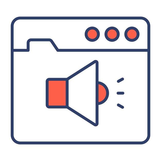 Orador dentro de la página web que muestra el concepto Icono de marketing de sitios web