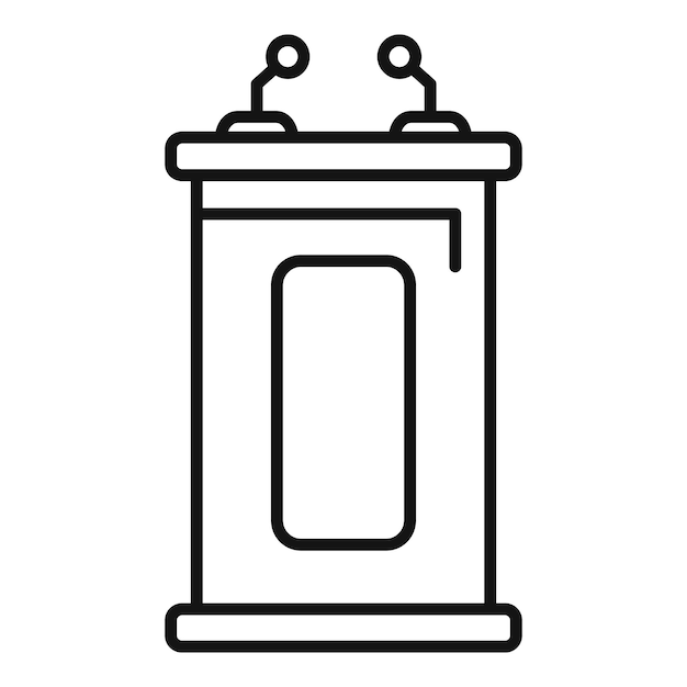 Orador icono de tribuna de madera contorno vector éxito del discurso