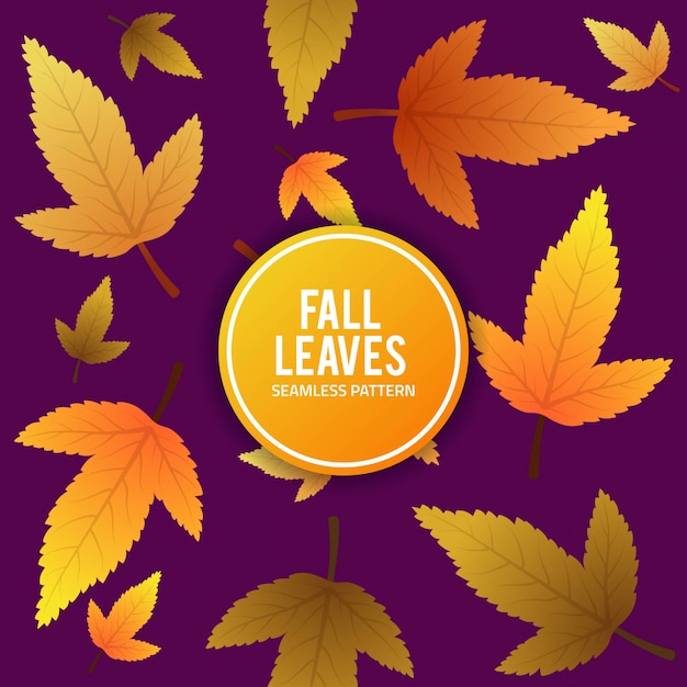 Vector orange fall leaves seamless pattern