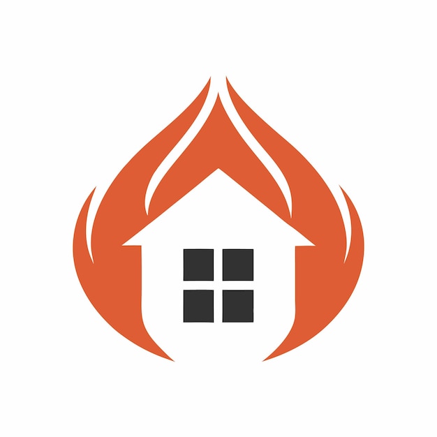 Orange Flame House Logo Design Simple Home Icon vector 1