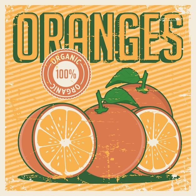 Vector orange naranjas vintage retro signage vector