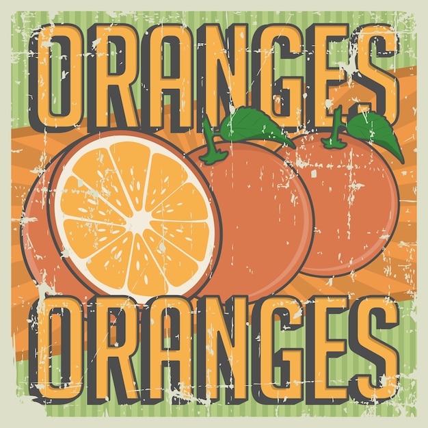 Vector orange naranjas vintage retro signage vector