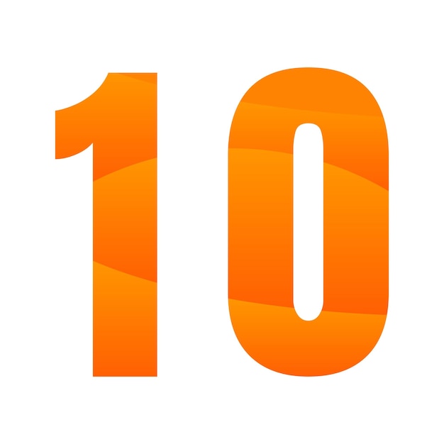 Orange Number 10 for Infographics and Celebrations