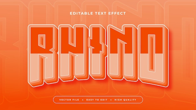 Orange rhino 3d estilo de fuente de efecto de texto editable