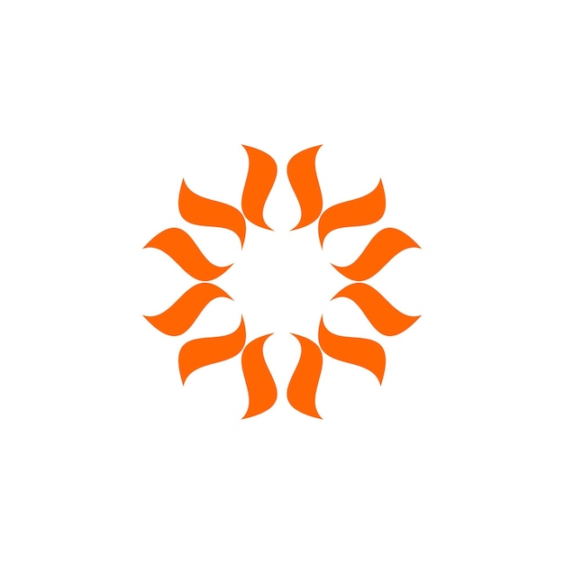 Orange Star Circle Flower Logo Plantilla Ilustración Diseño Vector EPS 10