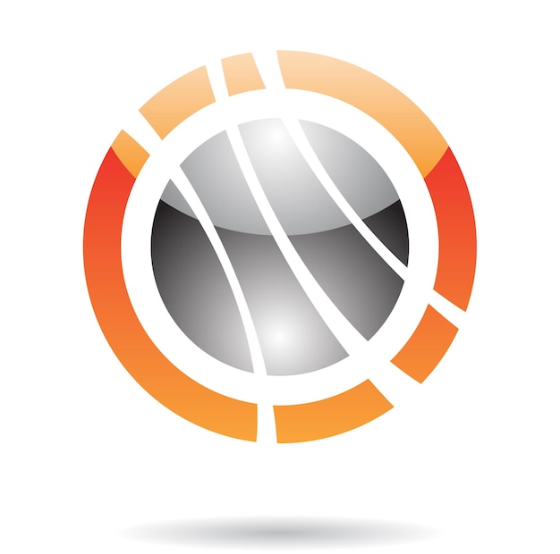 Órbita abstracta brillante negra y naranja como icono del logotipo