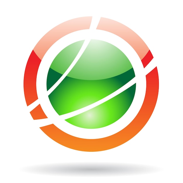 Órbita brillante verde y naranja como icono de logotipo abstracto