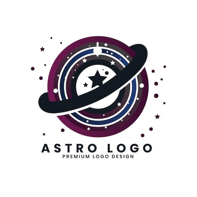 Vector orbita estelar astronomía universo galaxia diseño de logotipo plantilla vectorial