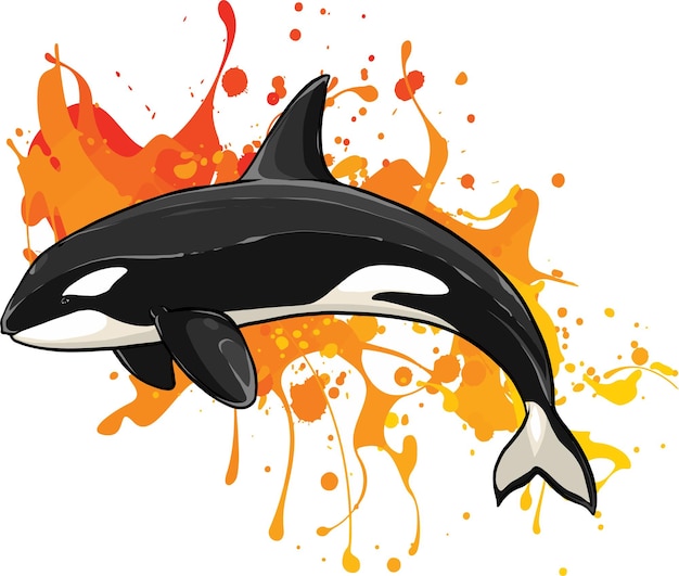 Orca bajo el agua ballena asesina signo logotipo vector emblema