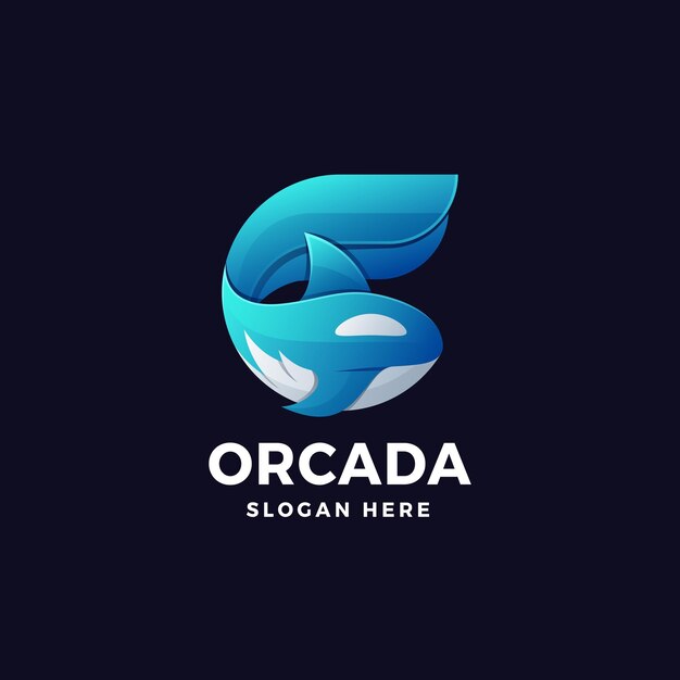 Orca Gradiente Logo Vector Icono Ilustración