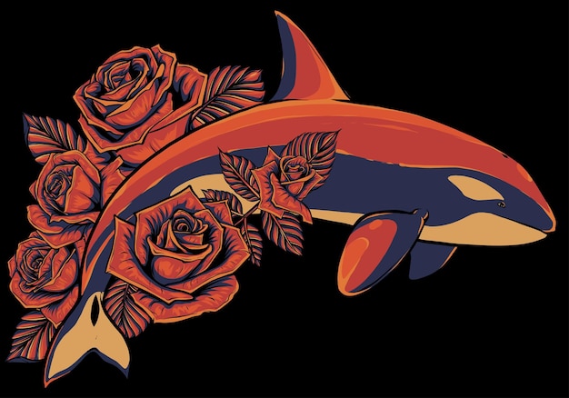 Orca con vector de rosas