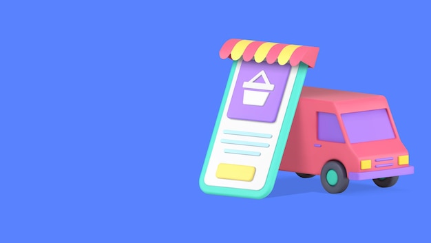 Orden de compra en línea entrega de compra aplicación de teléfono inteligente vector de espacio de copia de banner