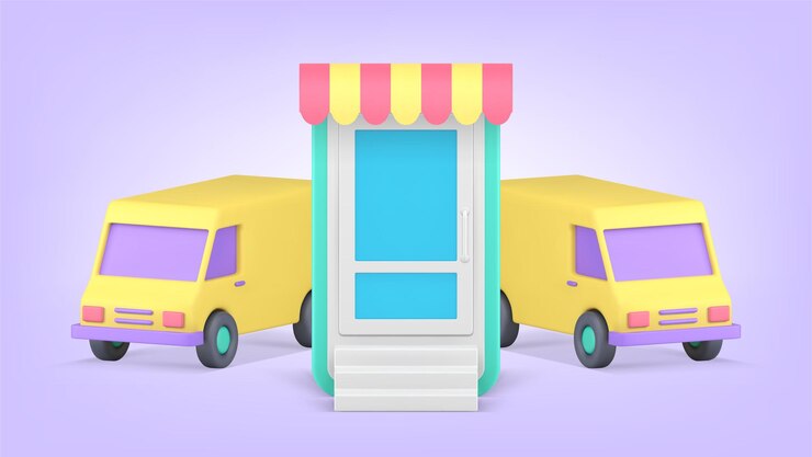 Vector orden de compras en línea compra servicio de entrega de mensajería aplicación de teléfono inteligente vector de íconos 3d