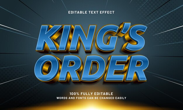 Orden de reyes efecto de texto editable con un estilo de texto de rey y reino