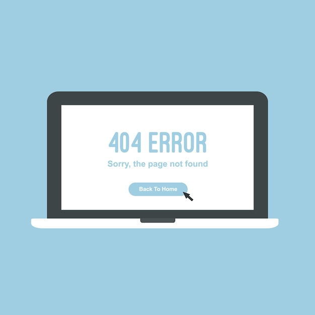 Vector ordenador portátil con error de voz 404 en la pantalla