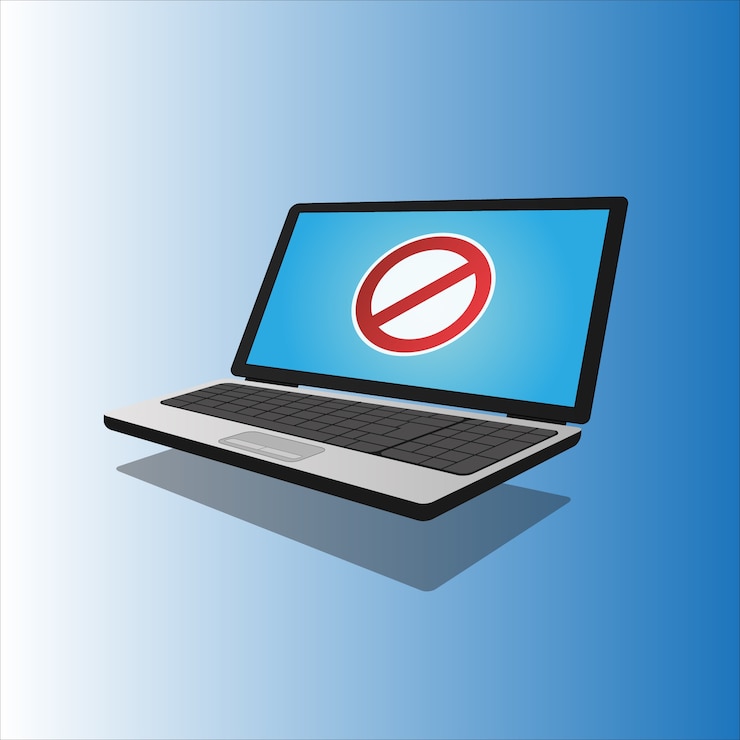 Vector ordenador portátil con pantalla de error