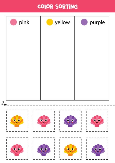 Ordenar lindas conchas marinas por colores Aprender colores para niños