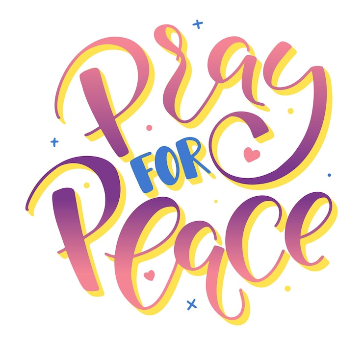 Vector ore por letras de colores de paz aisladas sobre fondo blanco