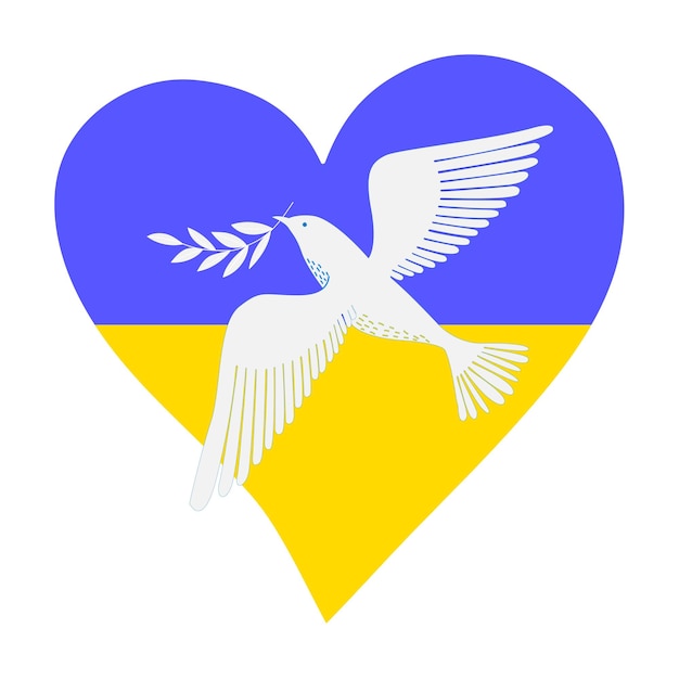 Ore por ucrania con el tema de la bandera del pájaro paloma