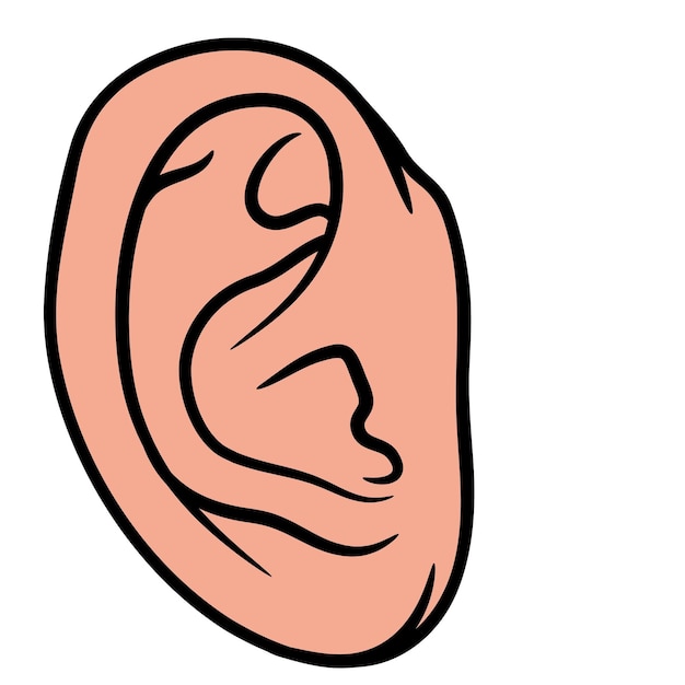 Vector una oreja de dibujos animados con una sola oreja en el lado