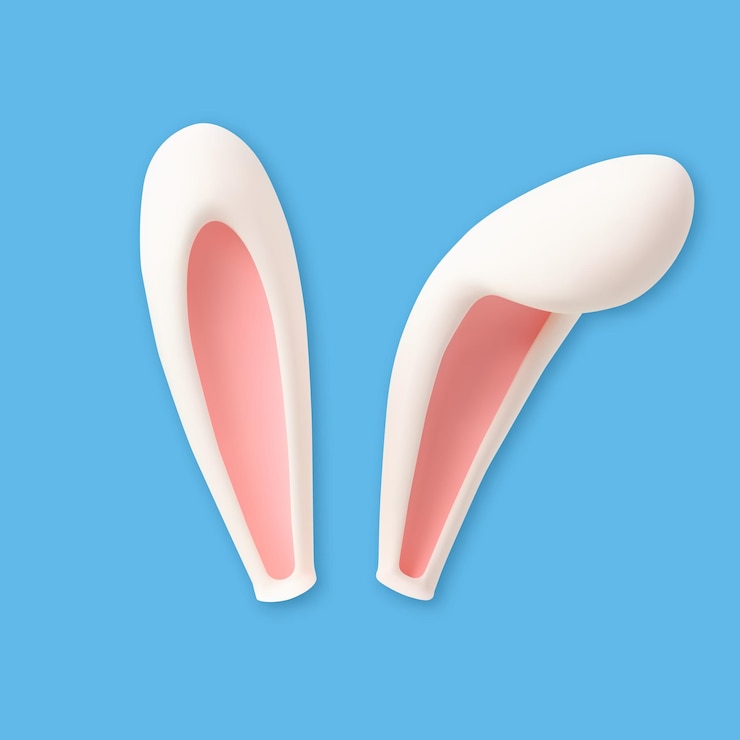 Vector orejas de conejo en 3d en un fondo aislado