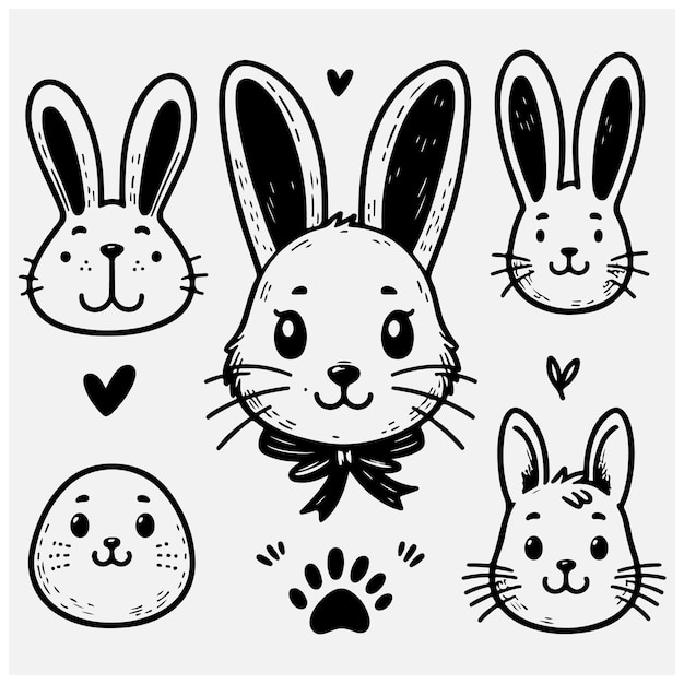 Las orejas del conejo de Pascua, la cara del conejo, el bigote de la pata, el icono de la liebre, el fondo del personaje de dibujos animados.