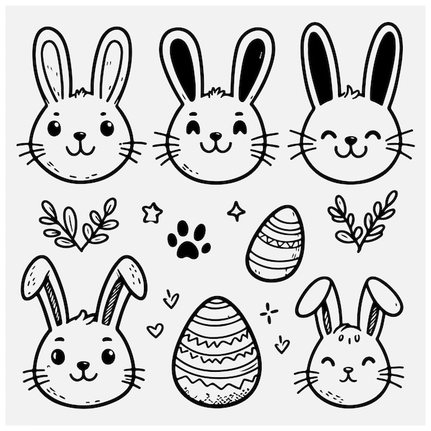 Las orejas del conejo de Pascua, la cara del conejo, el bigote de la pata, el icono de la liebre, el fondo del personaje de dibujos animados.