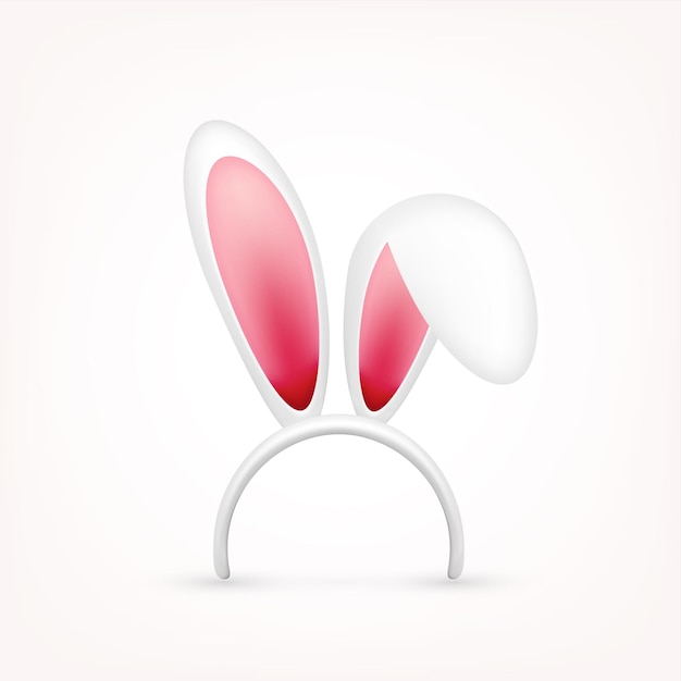 Vector las orejas del conejo de pascua máscara rosa y blanca con orejas de conejo primavera temporada bonito sombrero abril marzo vacaciones