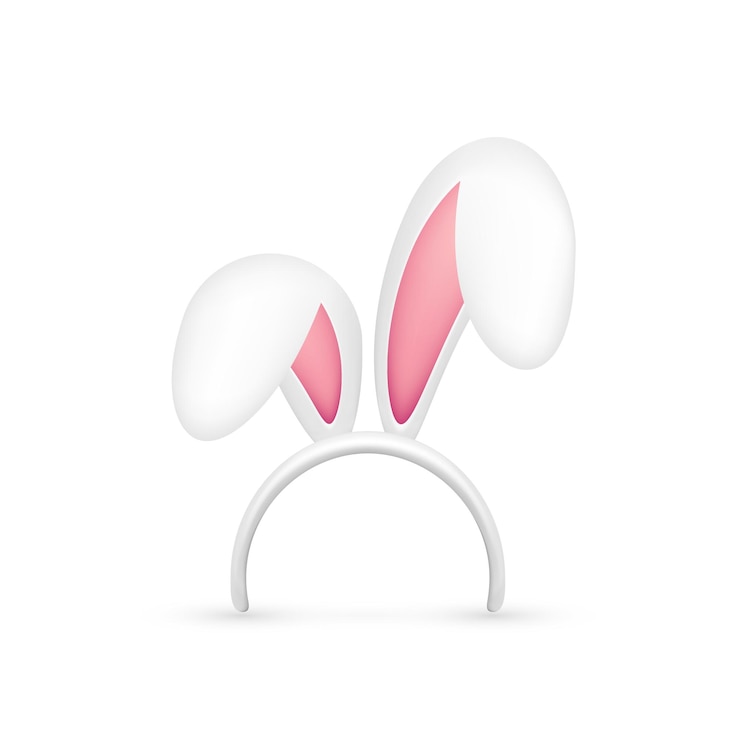 Vector las orejas del conejo de pascua máscara rosa y blanca con orejas de conejo primavera temporada bonito sombrero abril marzo vacaciones