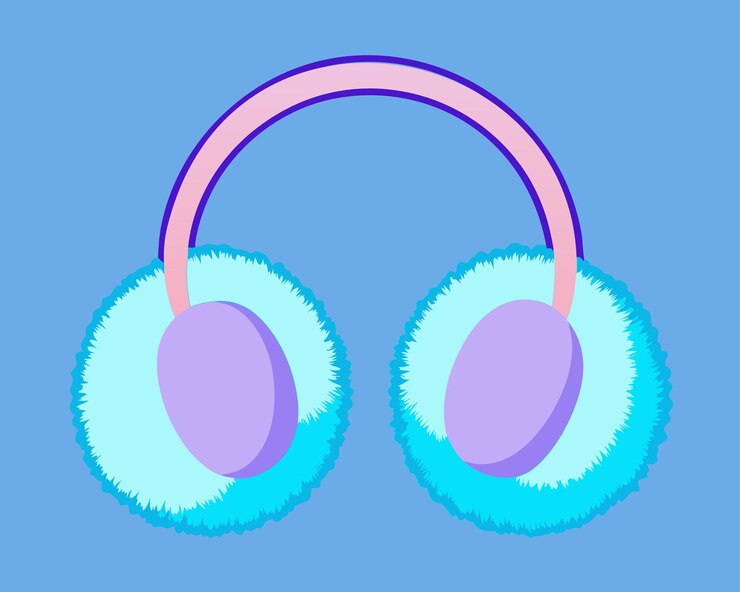 Vector orejeras esponjosas y coloridas para la moda de invierno