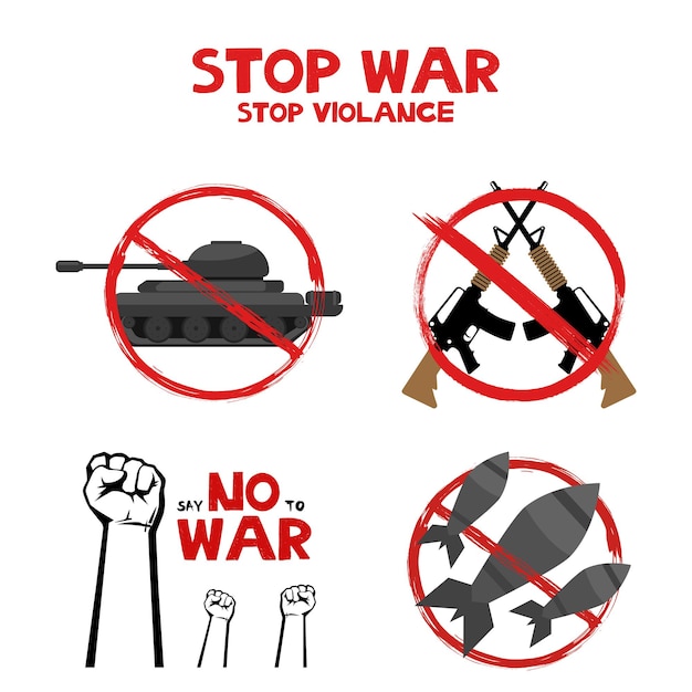 Oren por la paz Ucrania Vector ilustración plana sobre fondo blanco concepto de orar de luto por la humanidad No hay guerra