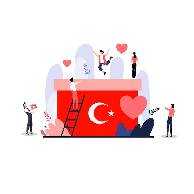 Oren por Turquía con la bandera de Turquía de caridad para el vector de ilustración del terremoto de Turquía
