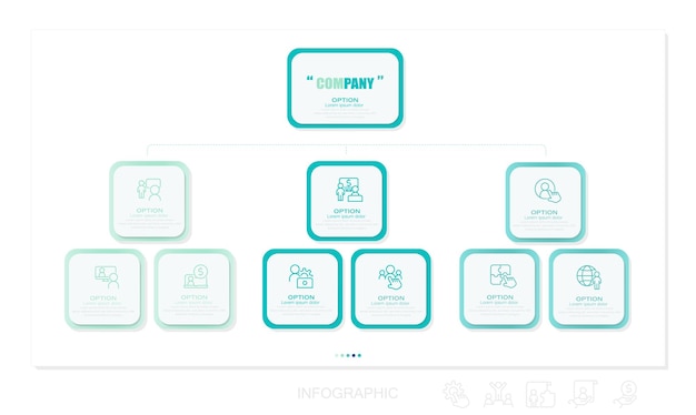 Organigrama de estilo plano vectorial