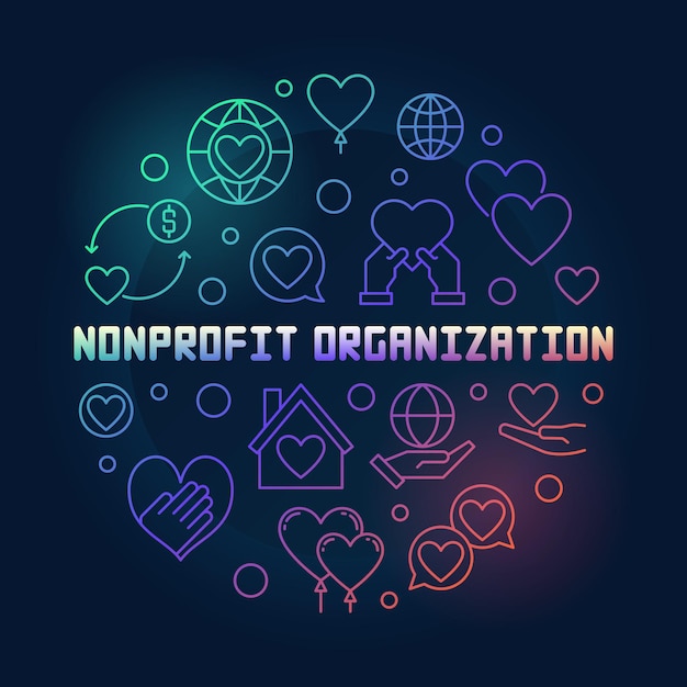 Organización sin fines de lucro ilustración de color de vector redondo