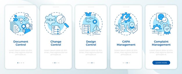 Organización de QMS pantalla azul de incorporación de la aplicación móvil