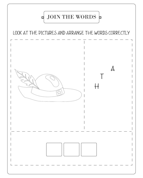 Organizar la palabra correctamente hoja de trabajo para niños