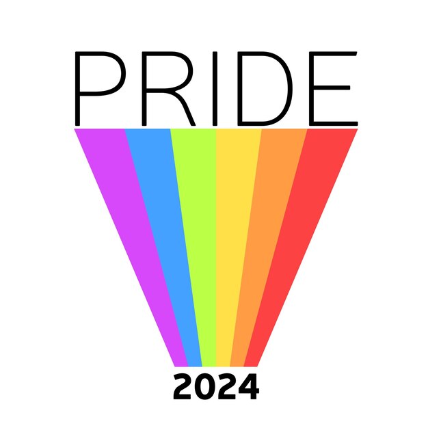 Orgullo 2024 texto LGBT Pride Logo Badge Logo con LGBT Rainbow Illustration Creative Vector Design