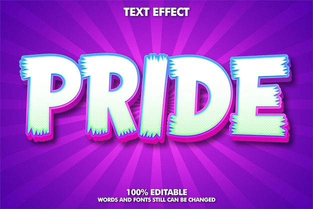 Orgullo, efecto de texto editable moderno