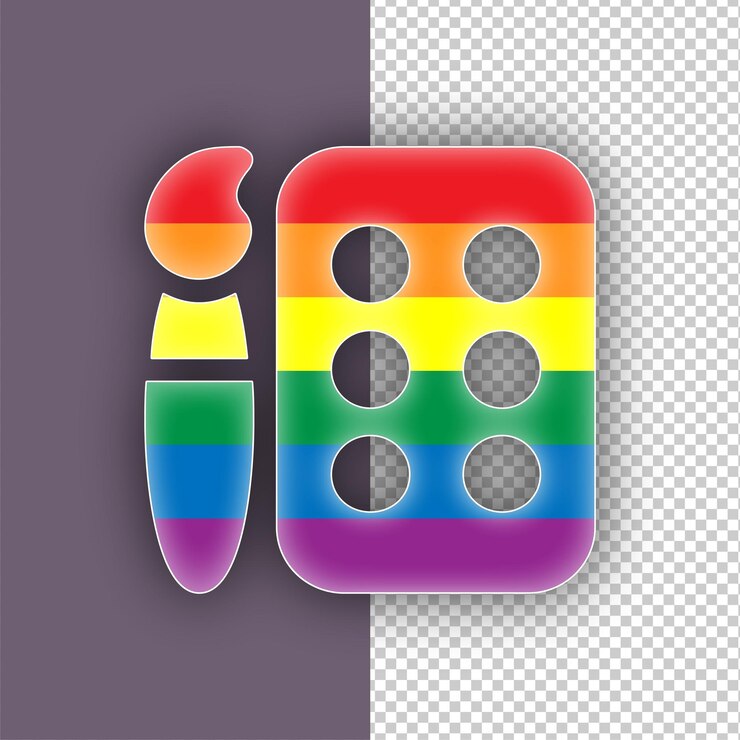 Vector el orgullo lgbtq art pintar herramientas icono con fondo editable