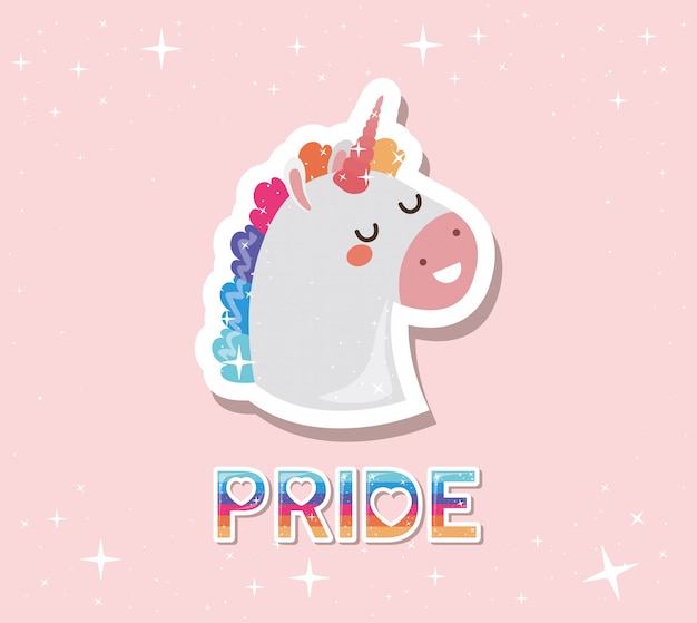 Orgullo lgtbi y unicornio kawaii